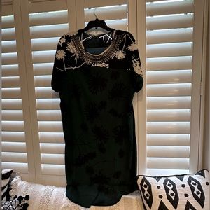 Dark print with jewel neckline tunic/dress